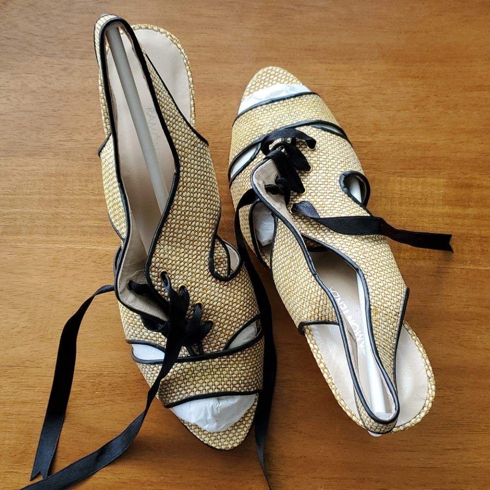 Ramon Tenza 3 1/2" wicker look platform sandal